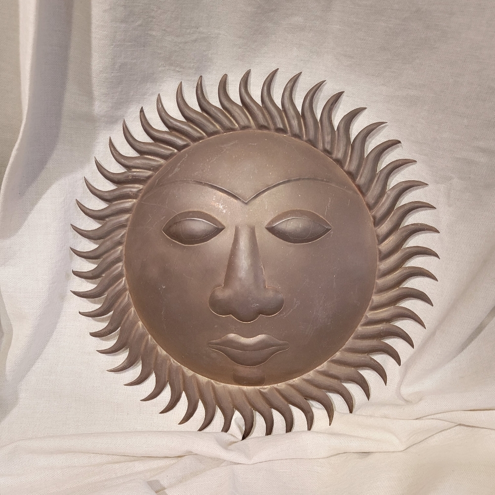 Vintage Made In Sri Lanka Handmade Brass Sun Wall Décor